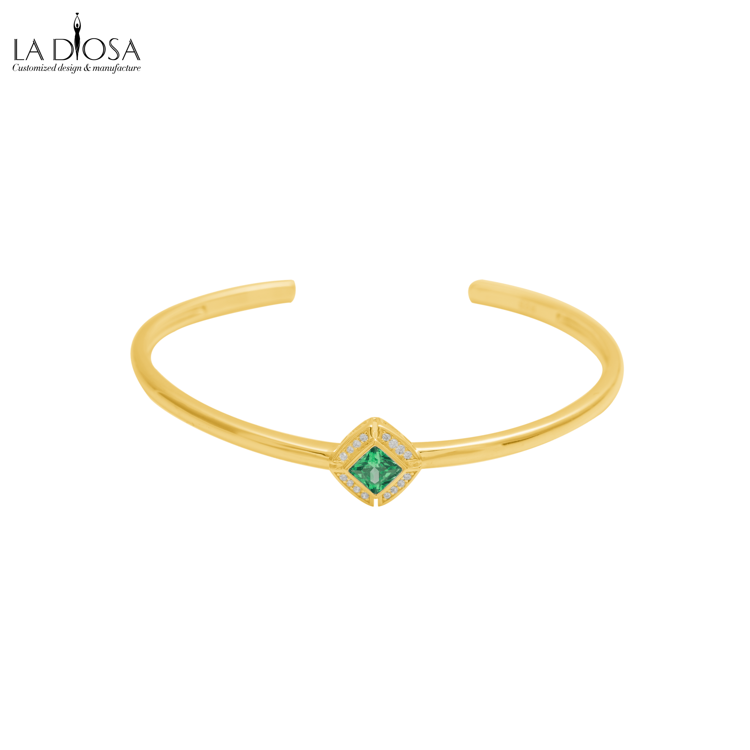 S925 with 18K Gold plated Square Emerald Bracelet - ladiosa