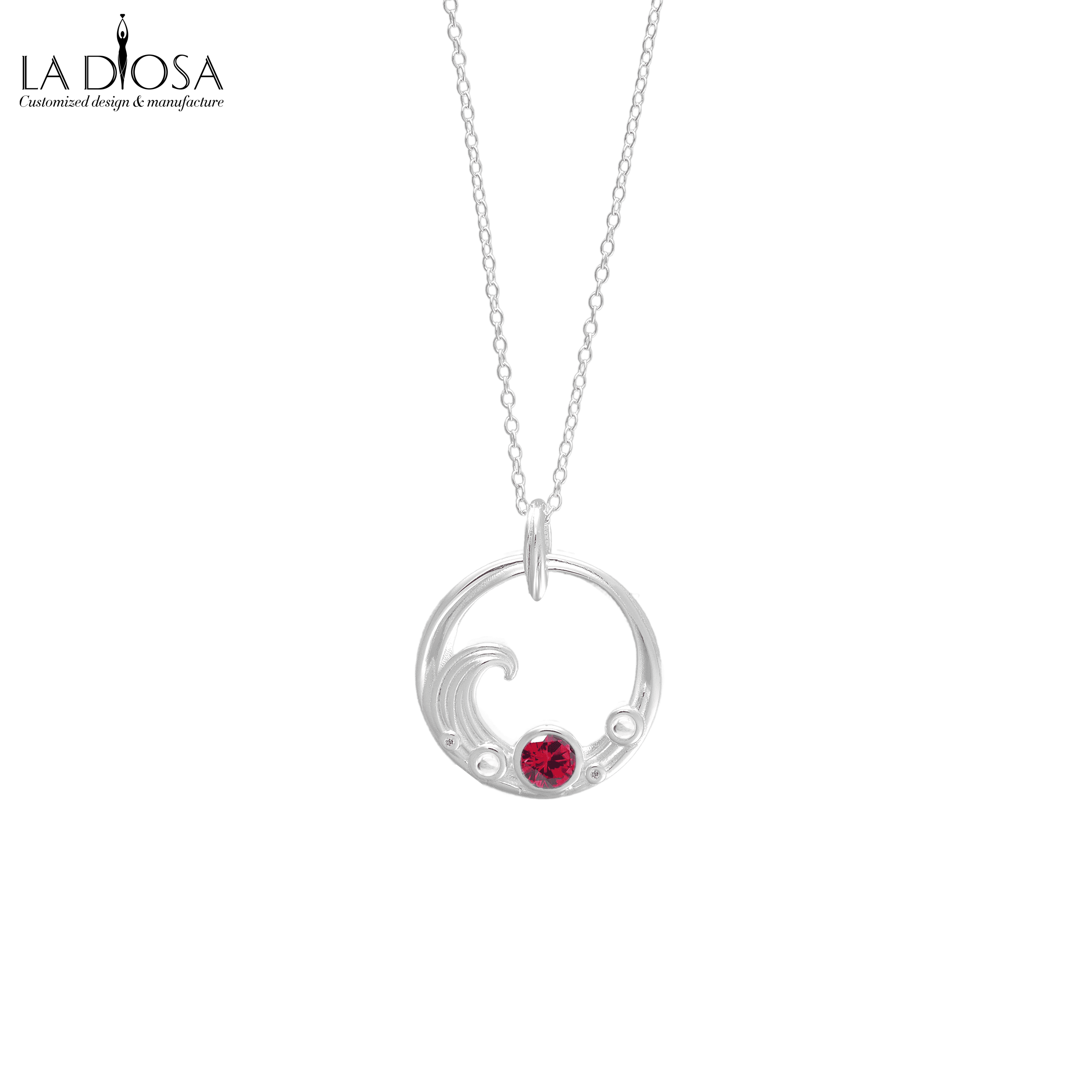 Natural Ruby Wave Pendant Necklace - ladiosa